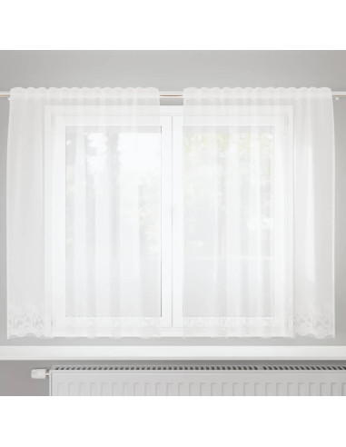 Tenda in Pizzo con tende Bianco 150 x 160 cm Poliestere