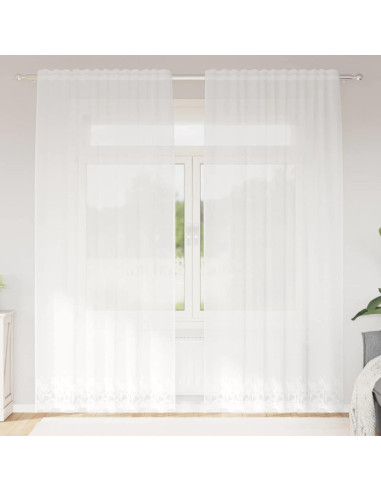 Tenda in Pizzo con tende Bianco 150 x 240 cm Poliestere