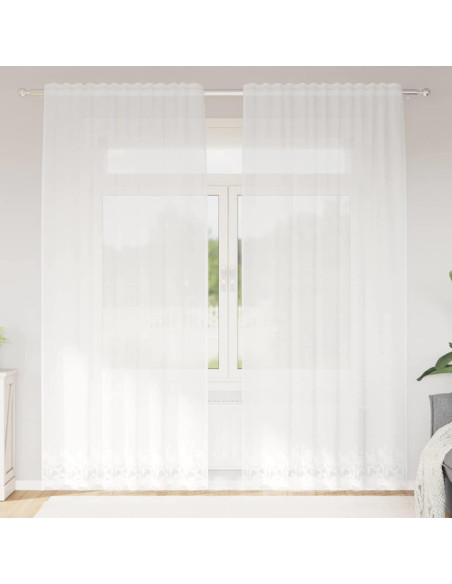 Tenda in Pizzo con tende Bianco 150 x 240 cm Poliestere
