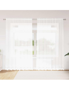 Tenda in Pizzo con tende Bianco 200 x 200 cm Poliestere