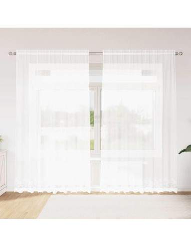 Tenda in Pizzo con tende Bianco 200 x 200 cm Poliestere