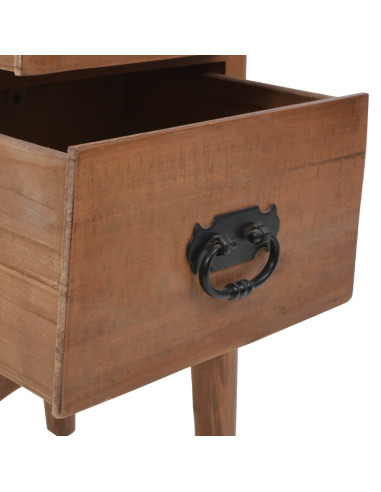 Comodino in Legno Massello di Abete 40x29x68 cm Marrone