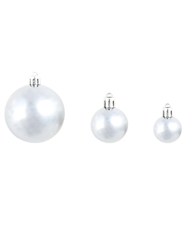 Set Palline di Natale 100 pz 3/4/6 cm Bianco/Grigio