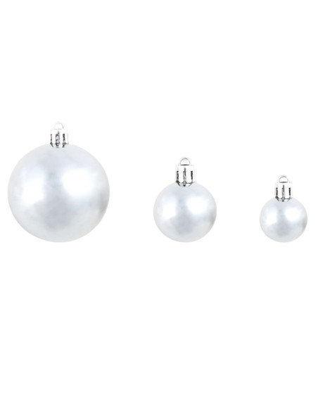 Set Palline di Natale 100 pz 3/4/6 cm Bianco/Grigio