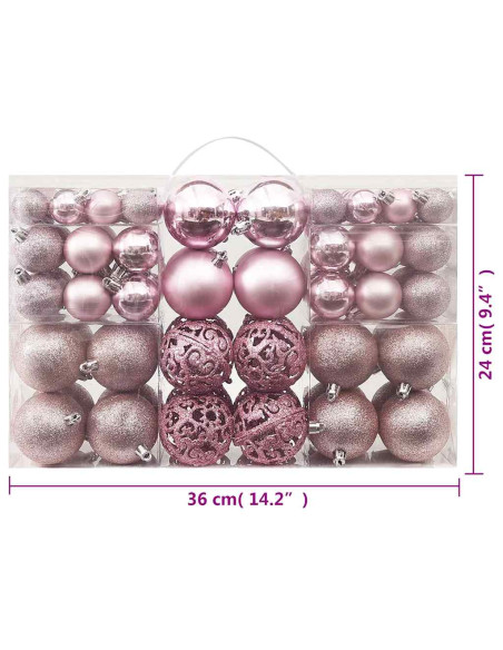 Set Palline di Natale 100 pz Rosa