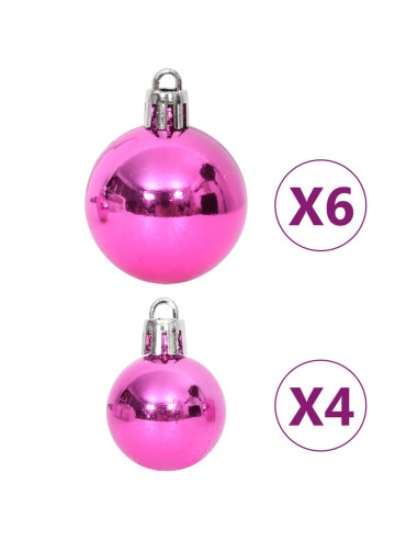 Set Addobbi di Natale 108 pz Bianco e Rosa