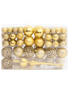 Set Palline di Natale 111 pz Oro in Polistirene