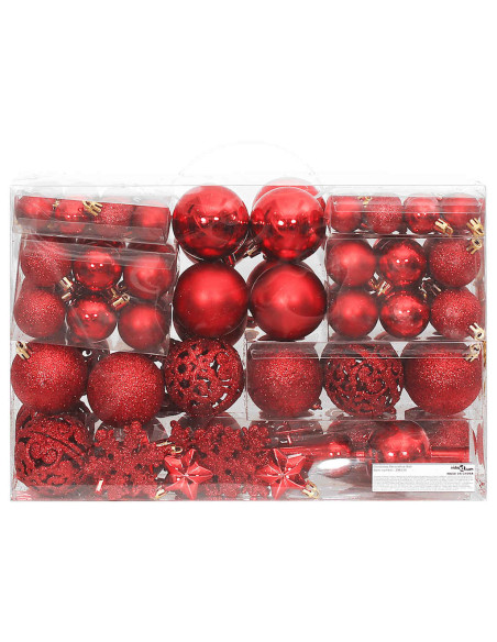Set Palline di Natale 111 pz Rosso in Polistirene