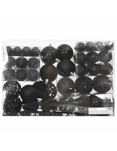 Set Palline di Natale 111 pz Nero in Polistirene