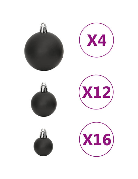 Set Palline di Natale 111 pz Nero in Polistirene