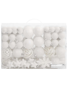 Set Palline di Natale 111 pz Bianco in Polistirene