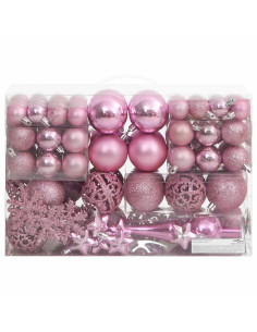 Set Palline di Natale 111 pz Rosa in Polistirene