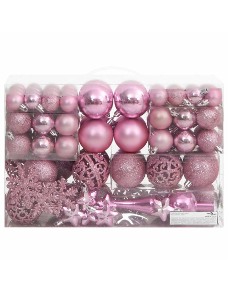 Set Palline di Natale 111 pz Rosa in Polistirene
