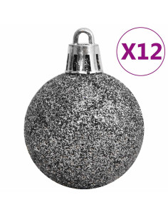 Set Palline di Natale 111 pz Bianco e Grigio in Polistirene