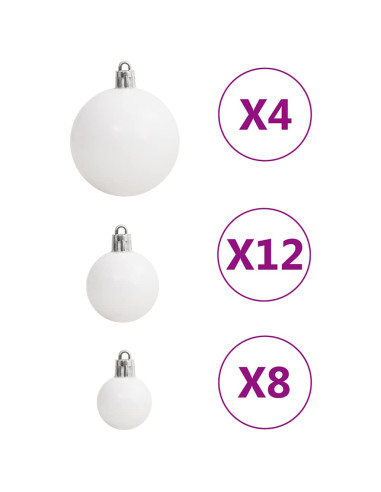 Set Palline di Natale 111 pz Bianco e Grigio in Polistirene
