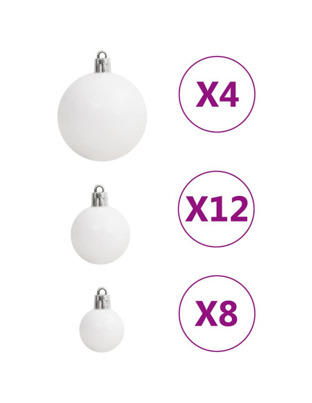 Set Palline di Natale 111 pz Bianco e Grigio in Polistirene