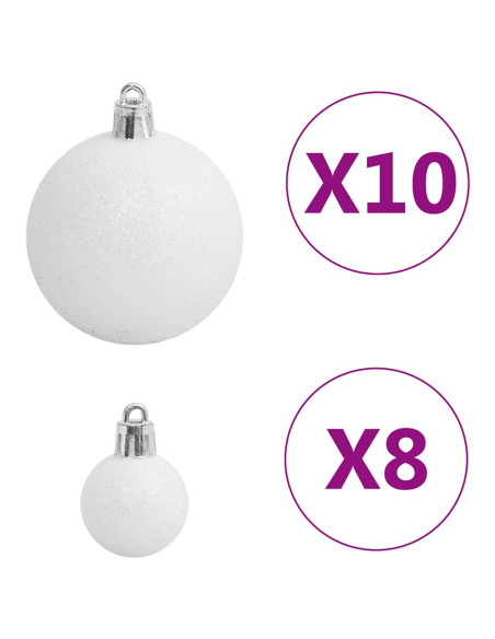 Set Palline di Natale 111 pz Bianco e Grigio in Polistirene
