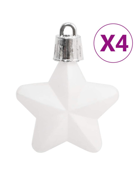 Set Palline di Natale 111 pz Bianco e Grigio in Polistirene