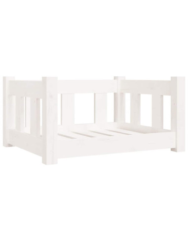 Cuccia per Cani Bianca 55,5x45,5x28cm in Legno Massello di Pino