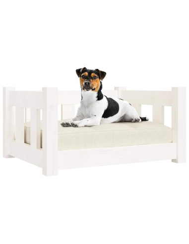 Cuccia per Cani Bianca 55,5x45,5x28cm in Legno Massello di Pino