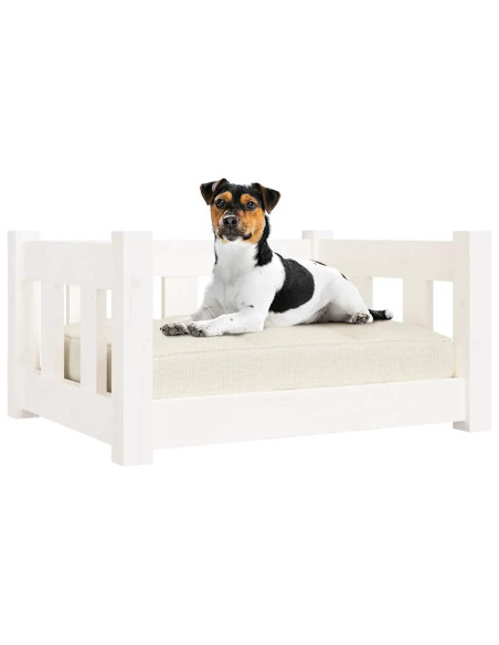 Cuccia per Cani Bianca 55,5x45,5x28cm in Legno Massello di Pino