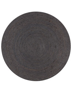 Tappeto Lavorato a Mano in Juta Rotondo 120 cm Grigio Scuro