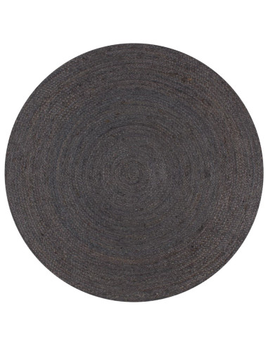 Tappeto Lavorato a Mano in Juta Rotondo 120 cm Grigio Scuro