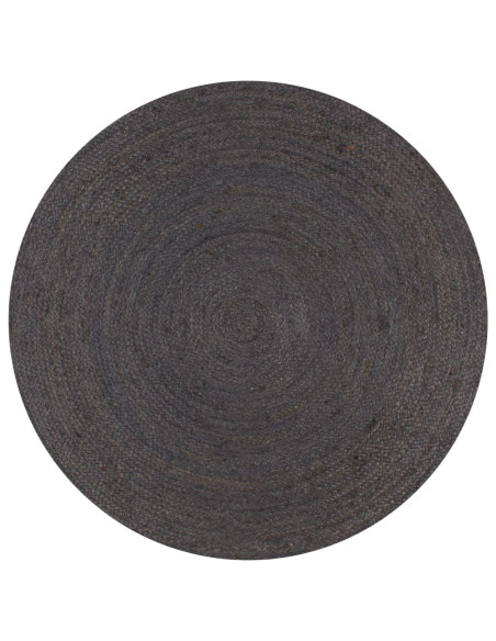 Tappeto Lavorato a Mano in Juta Rotondo 120 cm Grigio Scuro