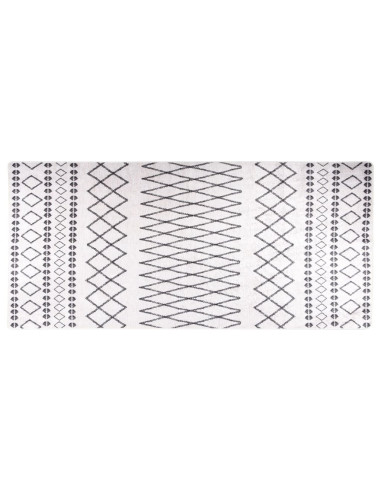 Tappeto Lavabile 80x300 cm Nero e Bianco Antiscivolo
