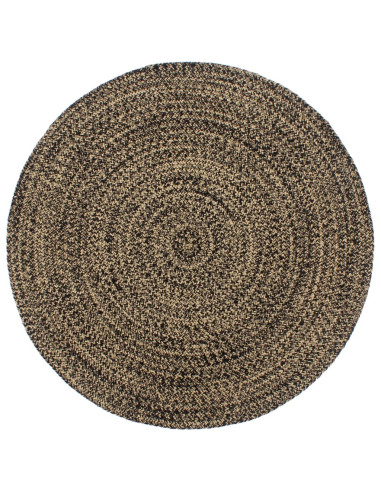 Tappeto Lavorato a Mano in Juta Nero e Marrone 180 cm