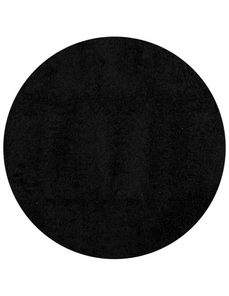 Tappeto Shaggy PAMPLONA a Pelo Lungo Moderno Nero Ø 100 cm