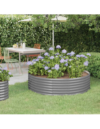 Letto Giardino Acciaio Verniciato a Polvere 140x140x36cm Grigio