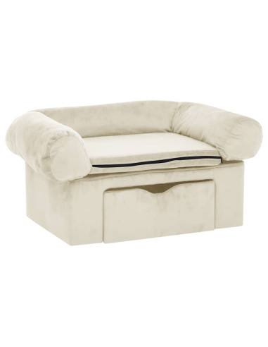 Divano per Cani con Cassetto Crema 75x50x38 cm in Peluche