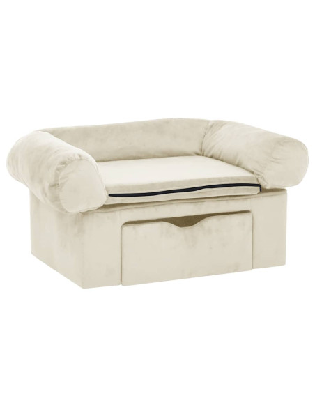 Divano per Cani con Cassetto Crema 75x50x38 cm in Peluche
