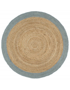 Tappeto Lavorato a Mano in Juta con Bordo Verde Oliva 180 cm
