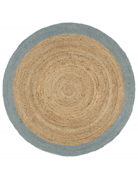 Tappeto Lavorato a Mano in Juta con Bordo Verde Oliva 180 cm