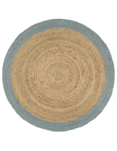 Tappeto Lavorato a Mano in Juta con Bordo Verde Oliva 240 cm