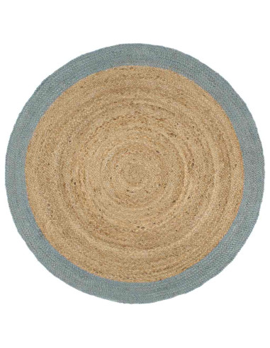 Tappeto Lavorato a Mano in Juta con Bordo Verde Oliva 240 cm