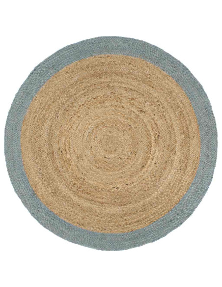 Tappeto Lavorato a Mano in Juta con Bordo Verde Oliva 240 cm