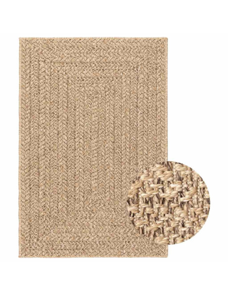 Tappeto ZIZUR Beige 120x120 cm Aspetto Iuta Interni ed Esterni