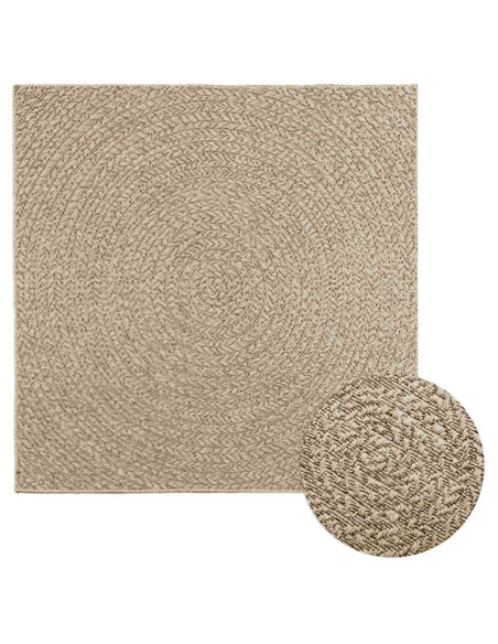 Tappeto ZIZUR Beige 120x120 cm Aspetto Iuta Interni ed Esterni