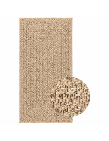 Tappeto ZIZUR Beige 80x250 cm Aspetto Iuta Interni ed Esterni