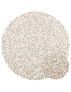 Tappeto ZIZUR Crema Ø 120cm Aspetto Iuta per Interni ed Esterni
