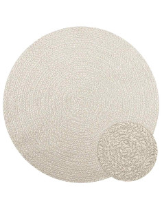 Tappeto ZIZUR Crema Ø 160cm Aspetto Iuta per Interni ed Esterni