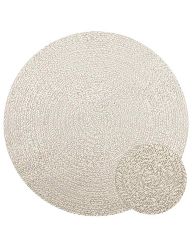 Tappeto ZIZUR Crema Ø 160cm Aspetto Iuta per Interni ed Esterni