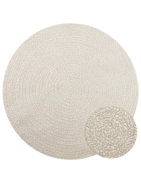 Tappeto ZIZUR Crema Ø 160cm Aspetto Iuta per Interni ed Esterni