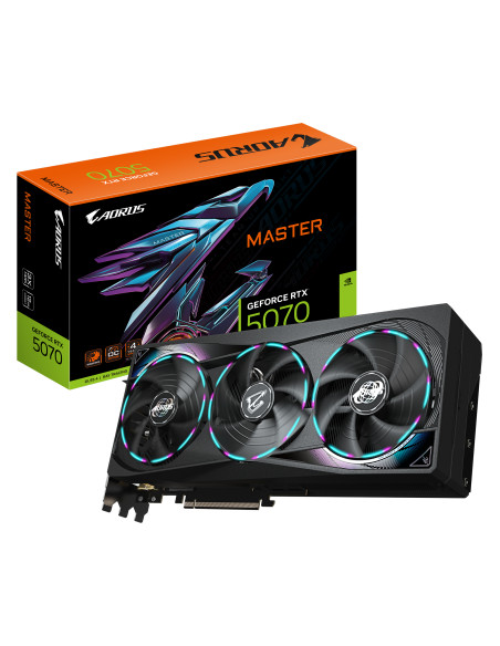 GIGABYTE AORUS GeForce RTX 5070 MASTER 12G Scheda Grafica - 12GB GDDR7, 192 bit, PCI-E 5.0, 2715 MHz Core Clock, 3 x DP 2.1a, 1 