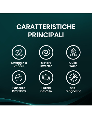 Hisense lavatrice WFQP701219VM 7 Kg Classe A Vapore Quick Wash Inverter