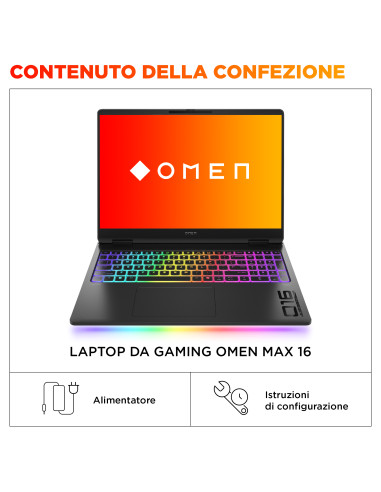 HP OMEN MAX Gaming Laptop 16-ah0012nl Intel Core Ultra 7 255HX Computer portatile 40,6 cm (16") WQXGA 32 GB DDR5-SDRAM 1 TB SSD 
