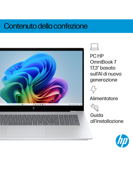 HP OmniBook 7 17-dc0002nl Copilot+ PC Intel Core Ultra 7 258V Computer portatile 43,9 cm (17.3") Touch screen Full HD 32 GB LPDD